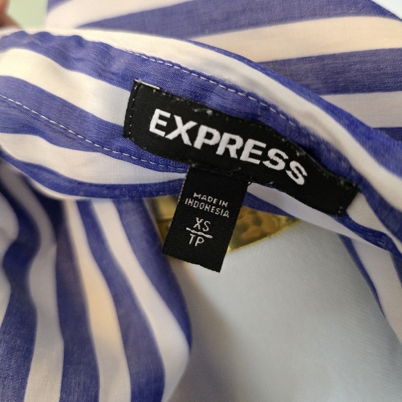 Express | XS | Blue & White Button Down - Picture 8 of 9